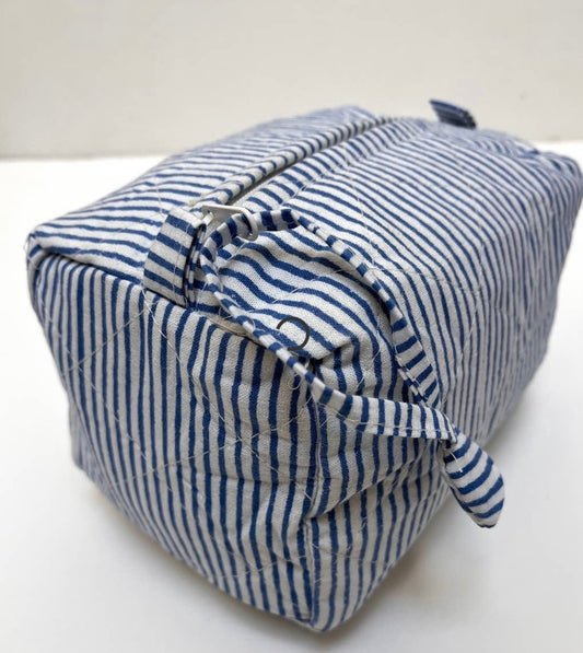 Quilted Coastal Stripe Cosmetic Bag