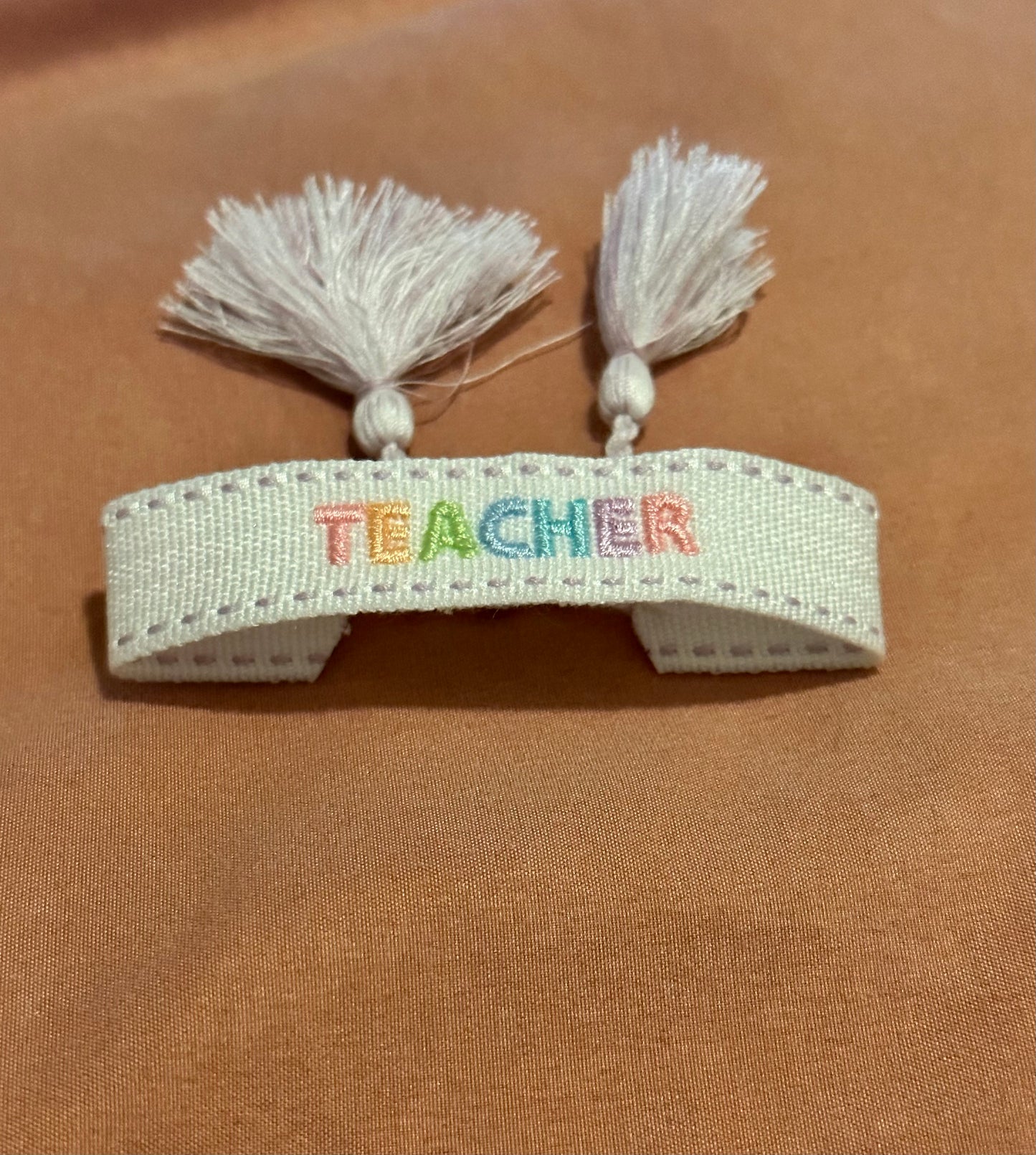 Teacher Embroidered Tassel Bracelet