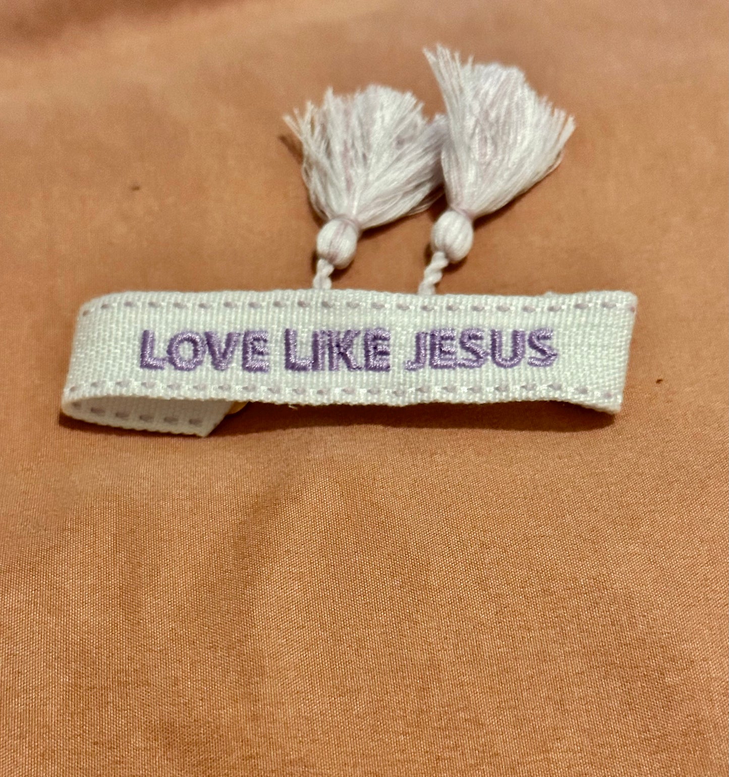 Love Like Jesus Embroidered Tassel Bracelet