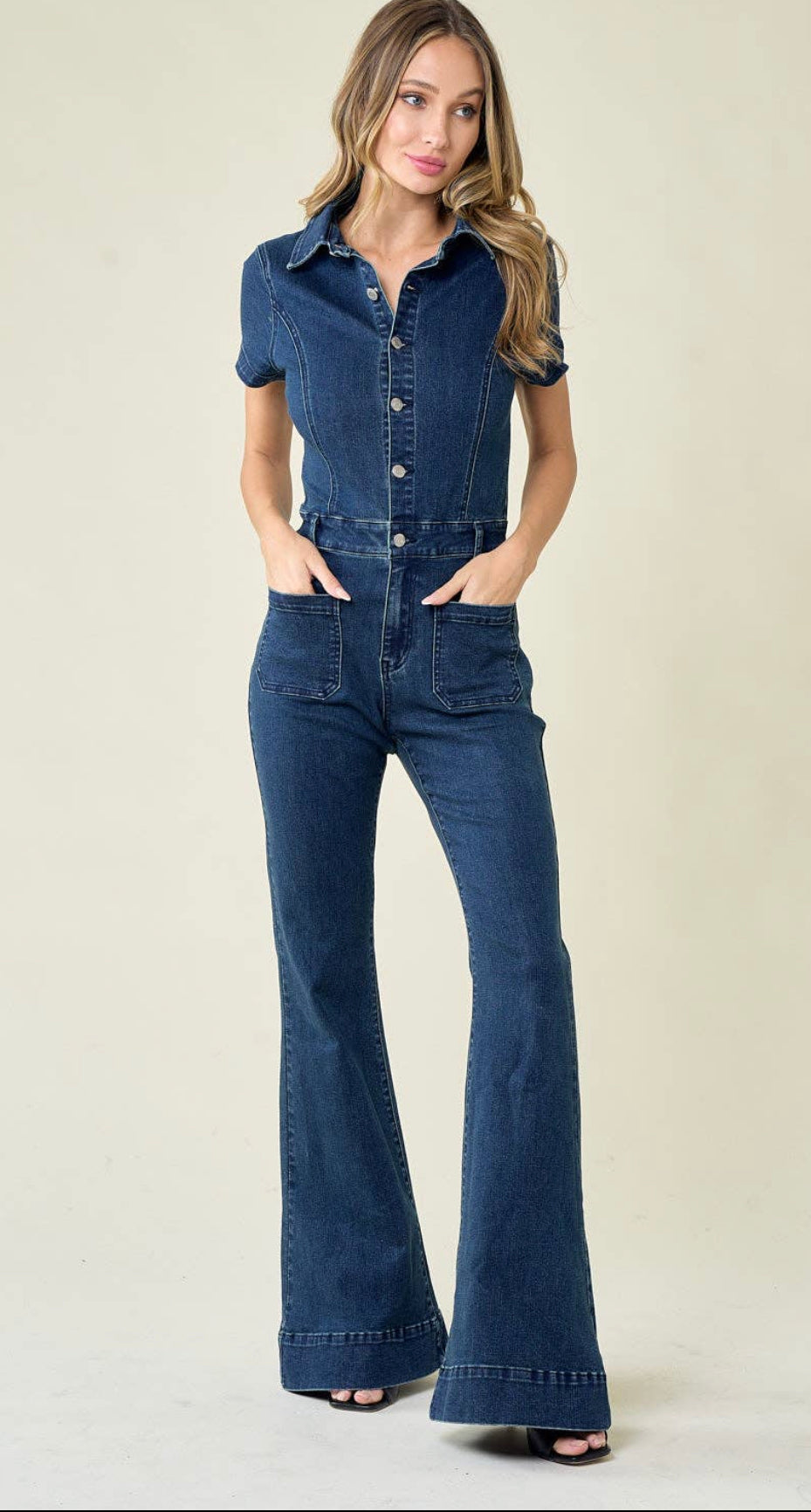 Ready To Go Denim Jumpsuit in Indigo