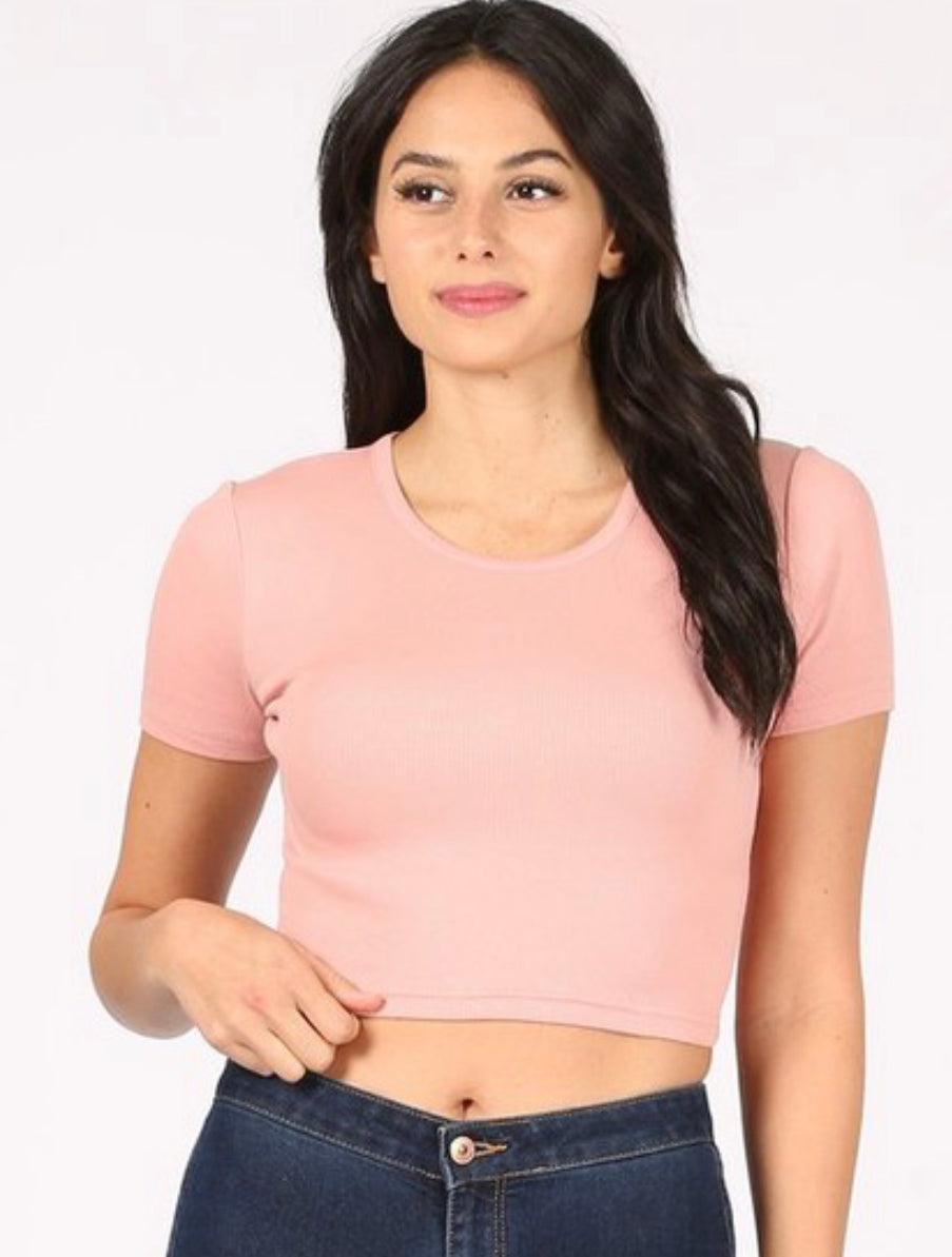 Cropped Ribbed Tee